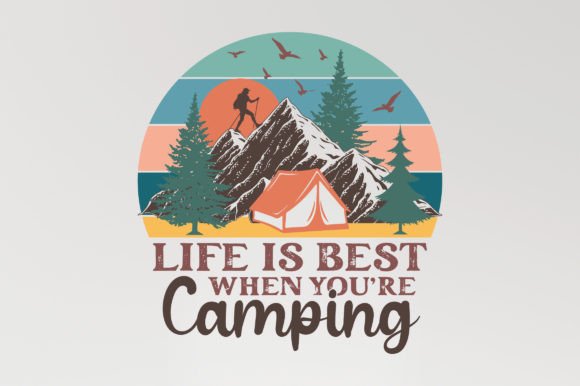 Life is Best Camping SVG Sublimation Graphic T-shirt Designs By emrangfxr