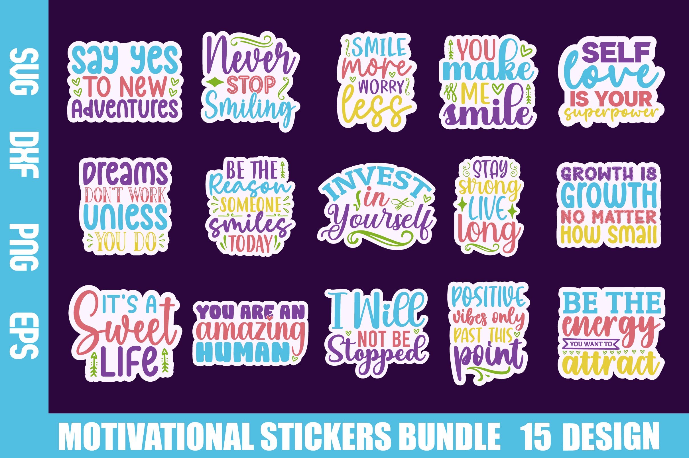 Motivational Stickers Svg Bundle Graphic by nazrulislam405510 ...