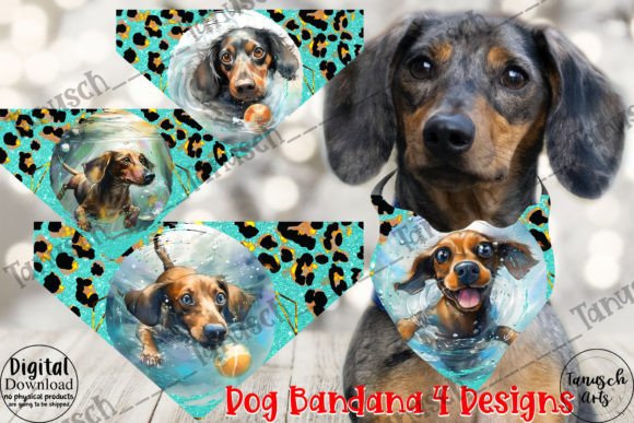 Underwater Dachshund Dog Bandana PNG Grafica Illustrazioni Stampabili Di TanuschArts