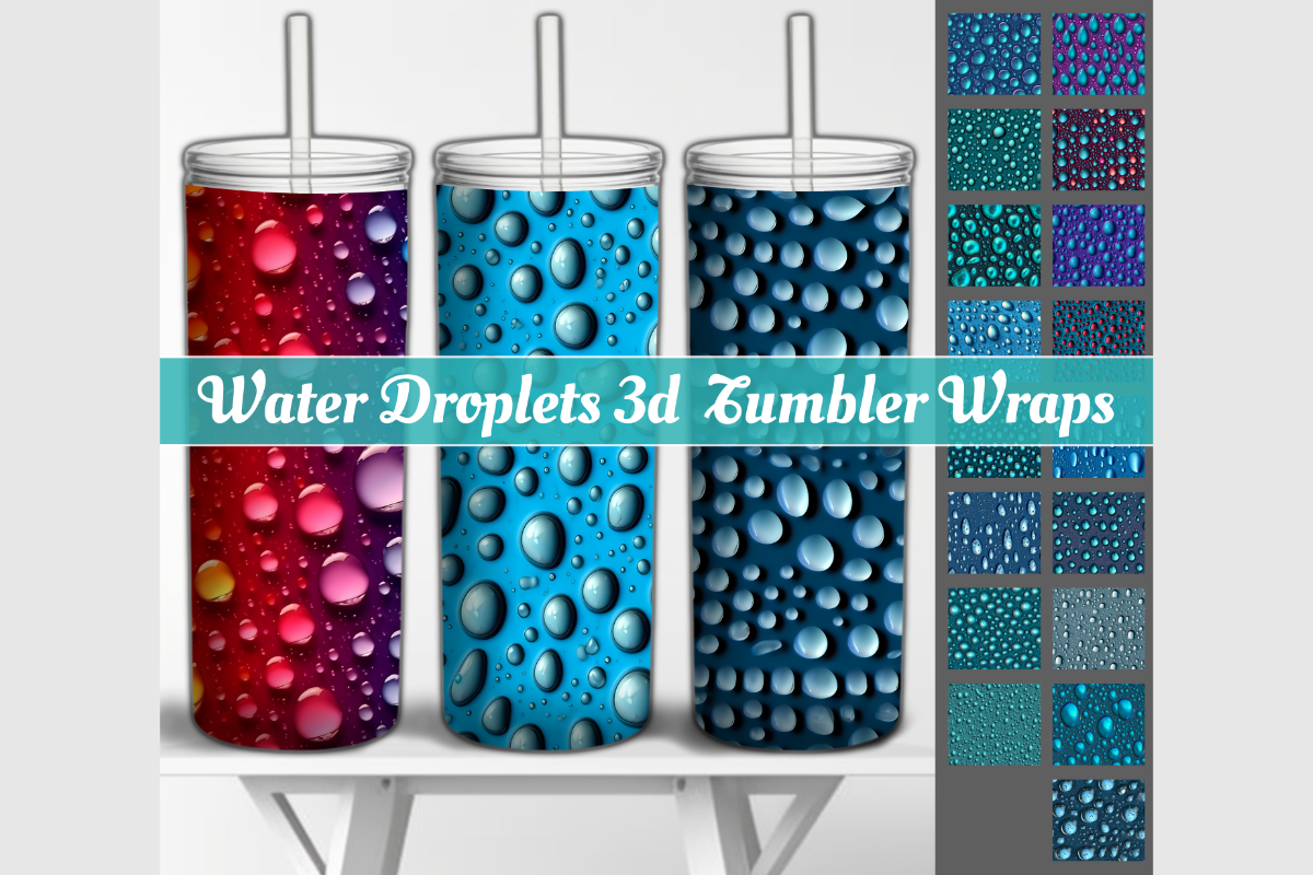 Water Droplets 3d Tumbler Wraps Bundle Graphic by Red Gypsy Vintage ...