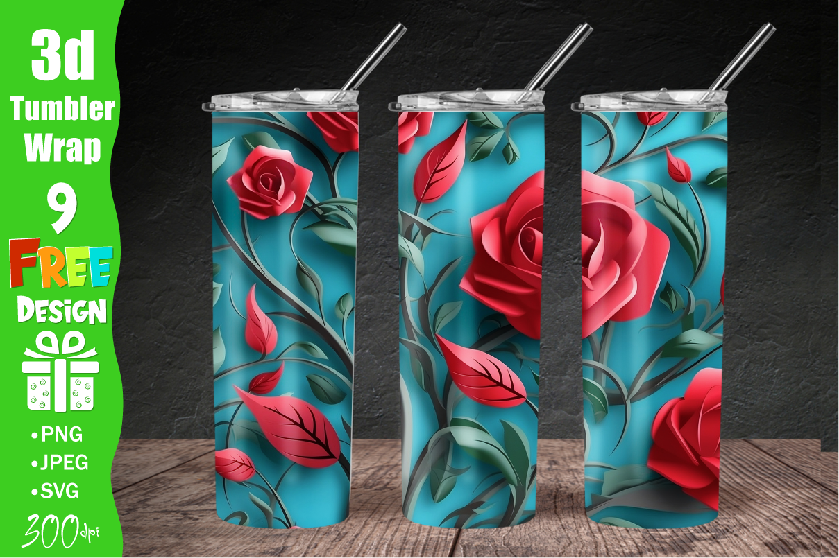 Red Roses Sublimation 20 Oz Tumbler Graphic by qasimgraphic1 · Creative ...