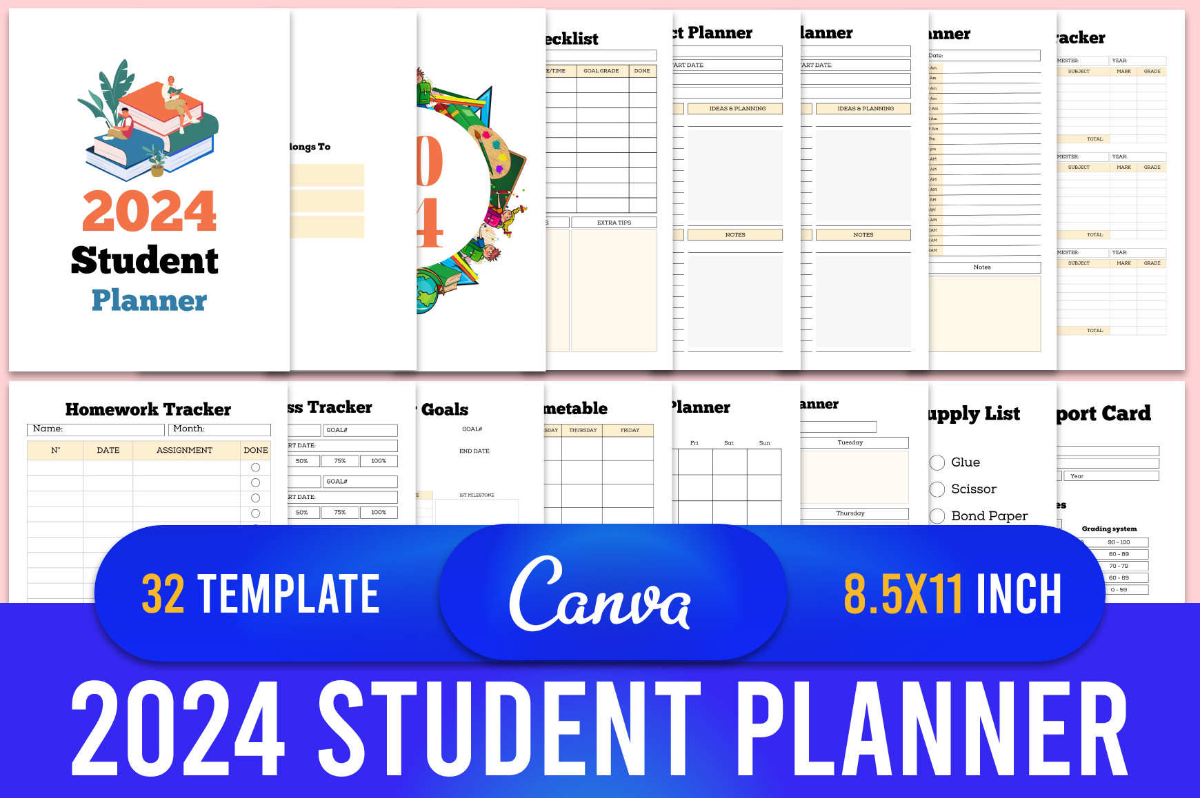 Student Planner 2024 Canva Template Graphic by designmela01 · Creative ...