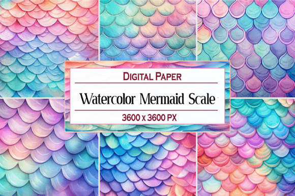 Watercolor Mermaid Scale