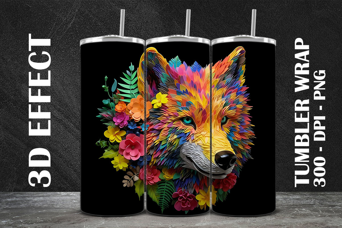 3D Wolf Tumbler Wrap 1 Graphic by tenrings · Creative Fabrica