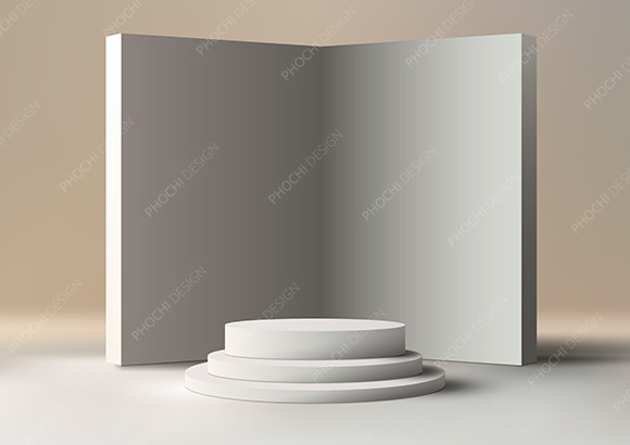 3D White Podium Steps with Backdrop Graphic by phochi · Creative Fabrica
