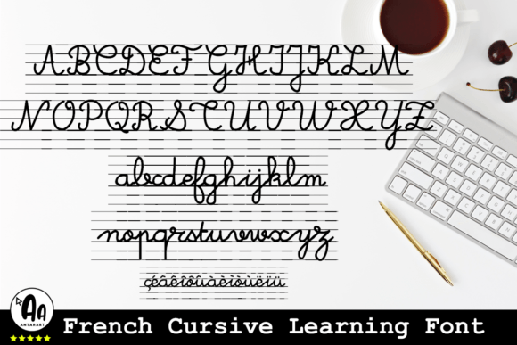 French Cursive Lined Font - Preview 2
