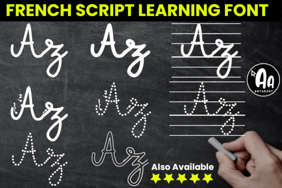 French Cursive Outlined Font PNG with transparent background - Preview 1