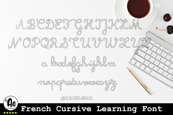 French Cursive Outlined Font PNG with transparent background - Preview 3