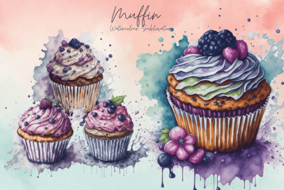 Muffin Watercolor Sublimation Clipart