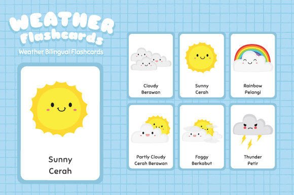 Printable Weather Bilingual Flashcards