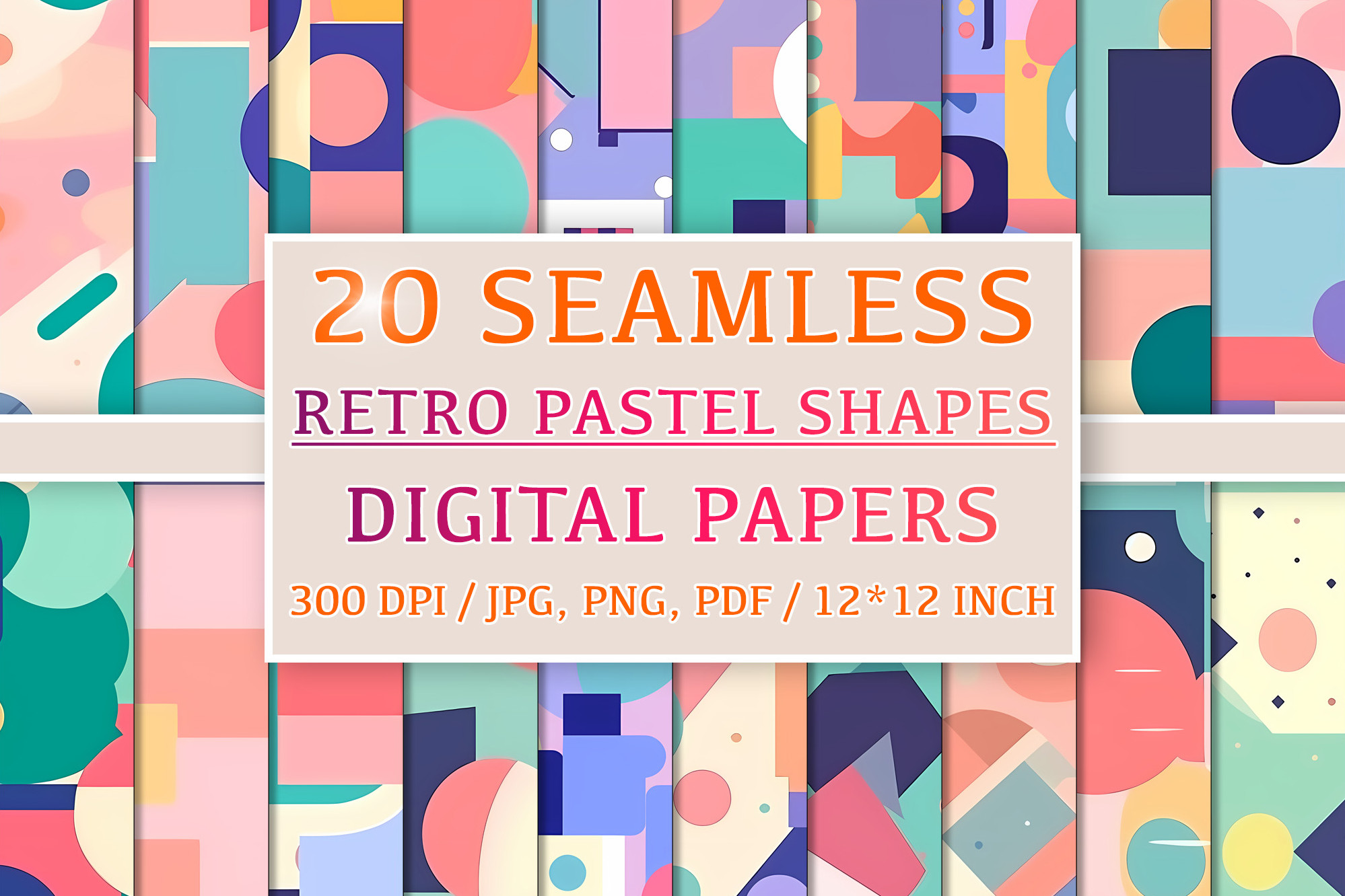 20 Seamless 1980s / 1990s Pastel Set