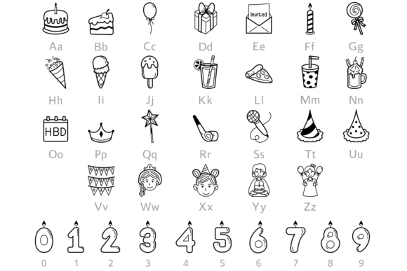 Birthday Girl Doodle Font PNG with transparent background - Preview 1