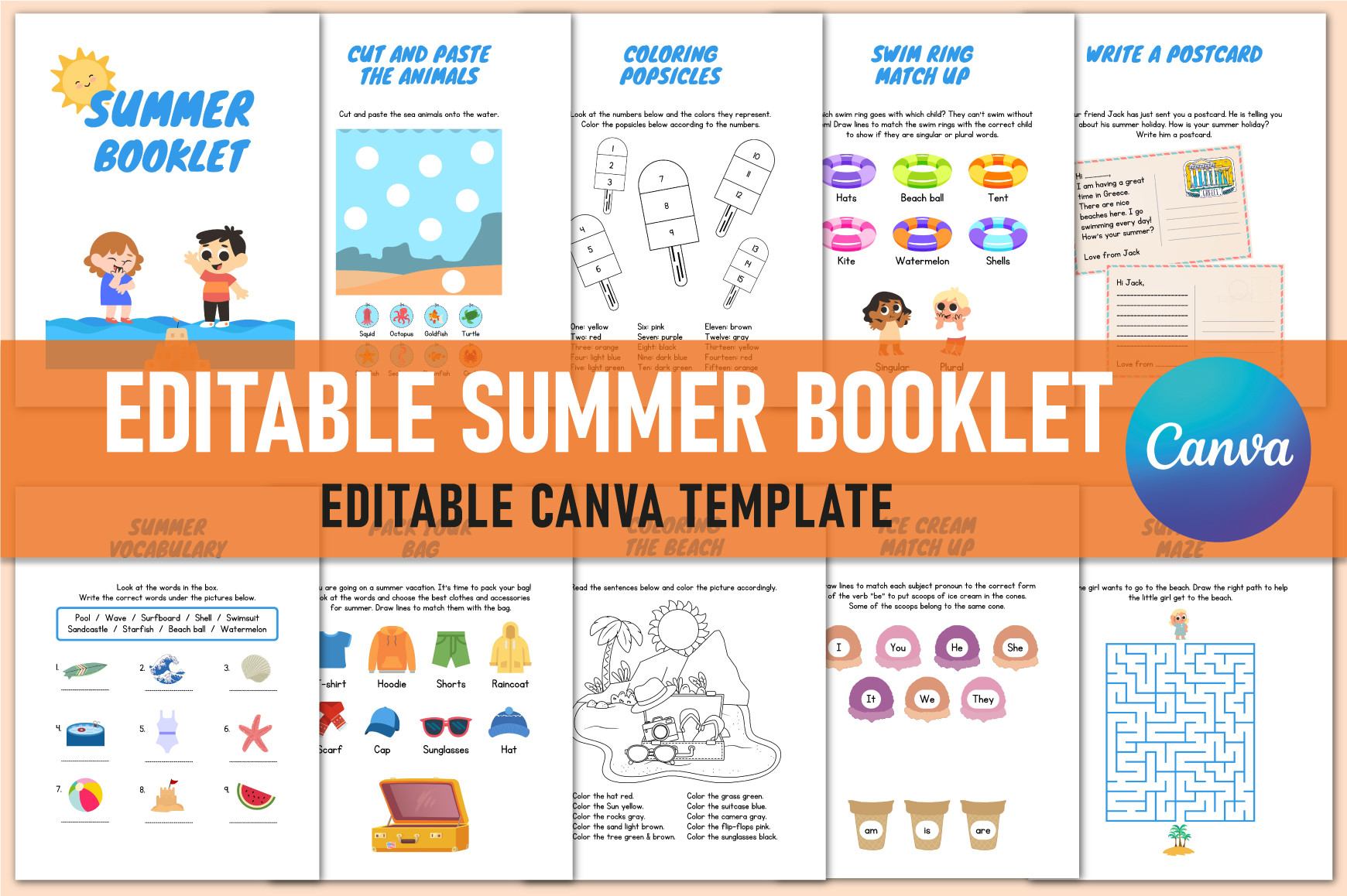 Editable Summer Booklet for Canva Graphic by Shumaya · Creative Fabrica