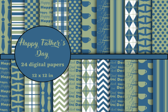 Happy Father’s Day Digital Papers Gráfico Patrones de Papel Por lam designs