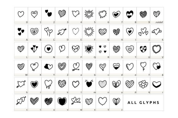 Heart Love Font PNG with transparent background - Preview 1