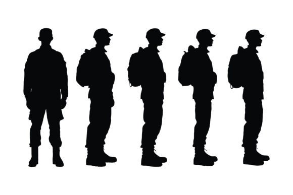 Male Infantry with Anonymous Faces Grafika Ilustracje do Druku Przez iftikharalam