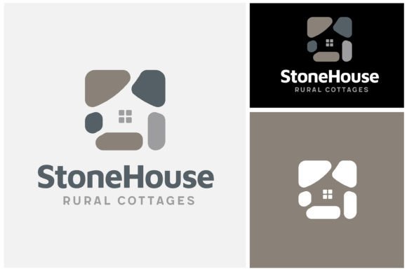 Stone Rock Gravel Rural House Home Logo
