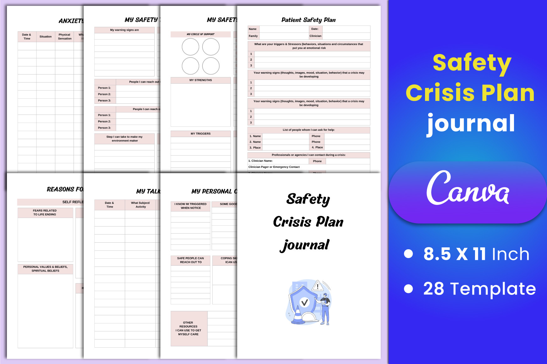 Safety Crisis Plan Journal Canva Graphic by munjixpro · Creative Fabrica