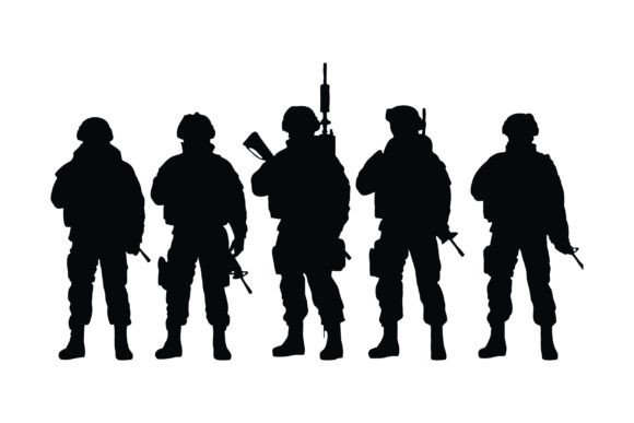 Soldier Standing Silhouette Collection Graphic Illustrations By iftikharalam
