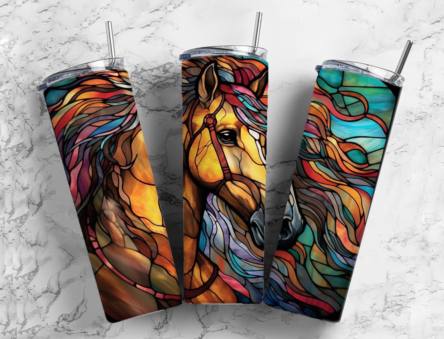 Stained Glass Abstract Horse 20oz Sub... Graphic by FreeSublimations ...