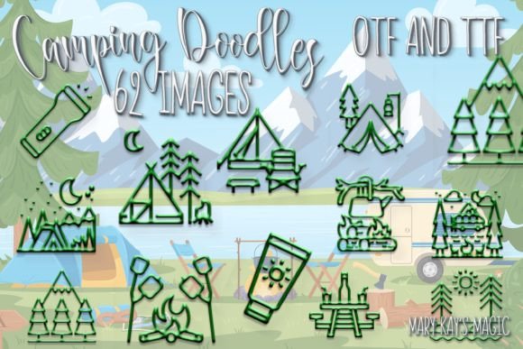 Camping Doodles Dingbats Font By Mary Kay's Magic
