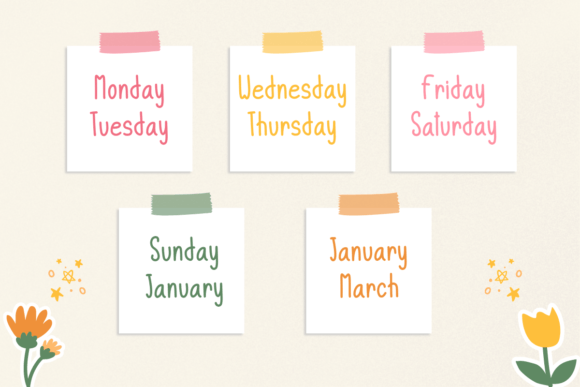 Cute Stationery Font PNG with transparent background - Preview 1