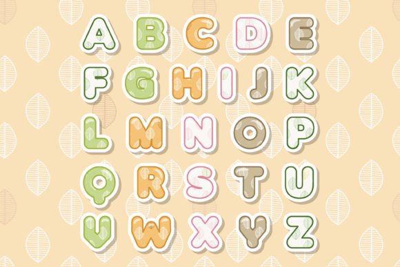 Leaf Stamp Font PNG with transparent background - Preview 1