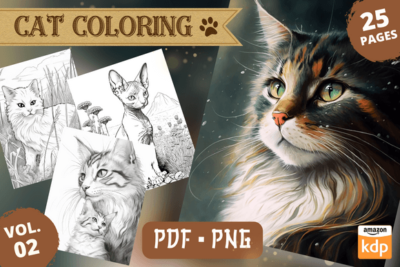 Realistic Cat Coloring Pages, Vol.02