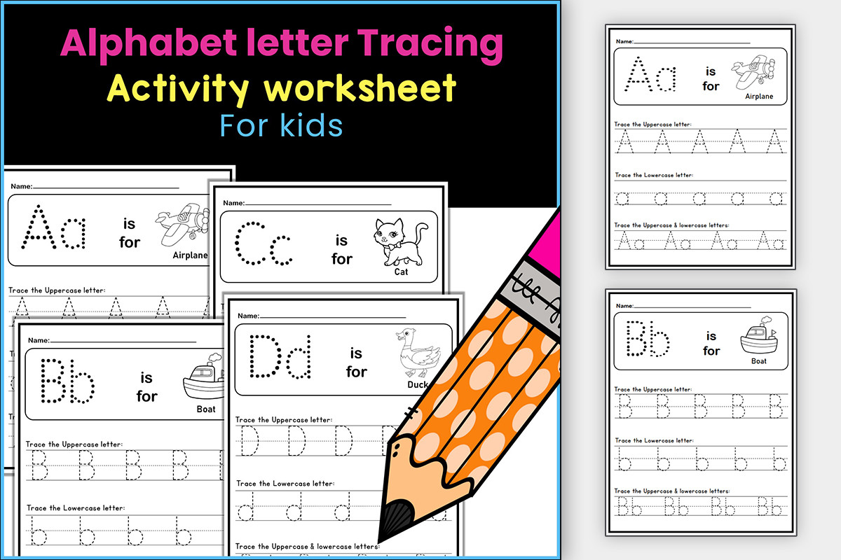 Uppercase & Lowercase Letter Tracing Graphic by TheStudyKits · Creative ...