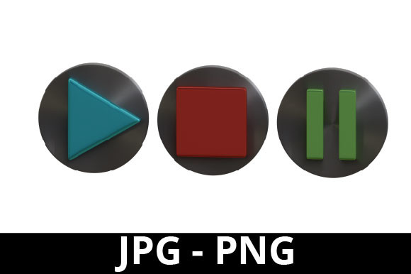 3d Rendered Play Pause Stop Button Graphic by davidstephanus · Creative ...