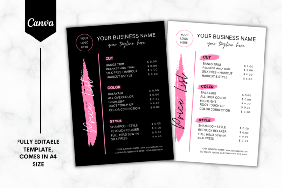 Custom Salon Price List Canva Template 1