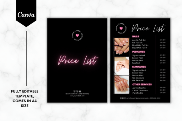 Custom Salon Price List Canva Template 2