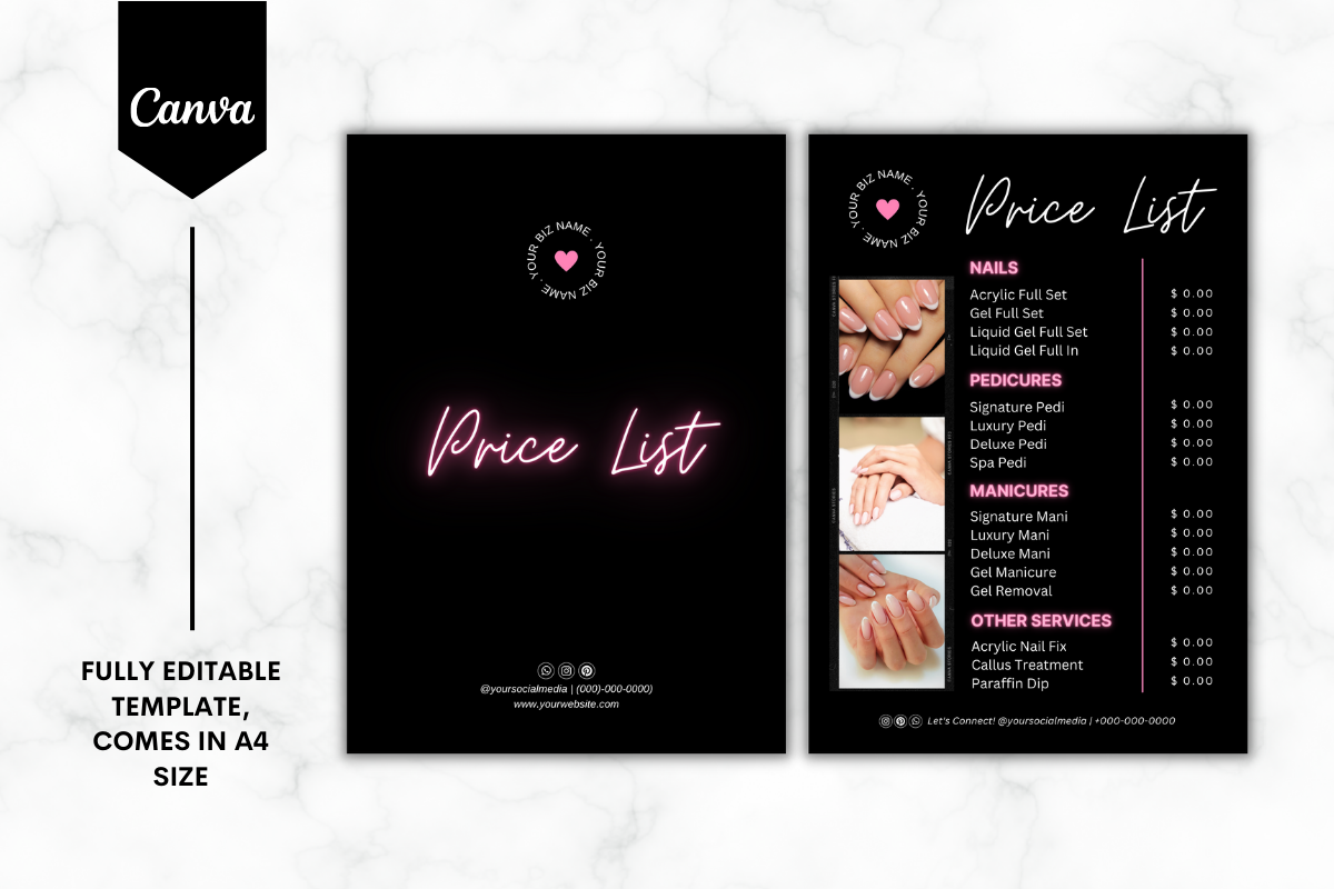 Custom Salon Price List Canva Template 2