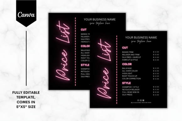 Custom Salon Price List Canva Template 4