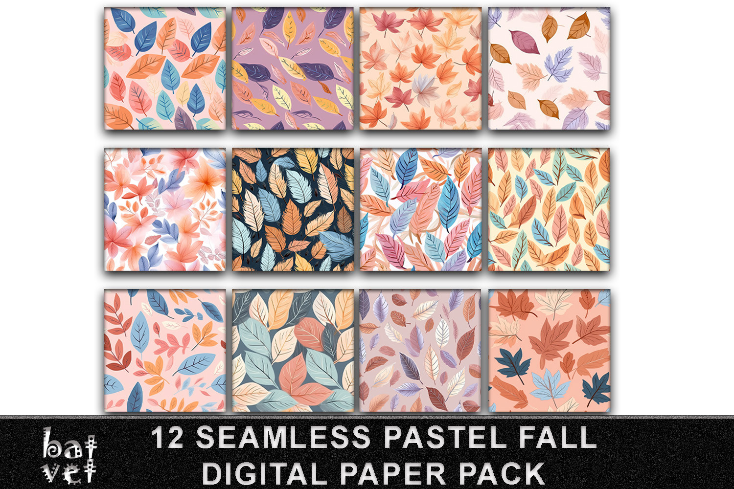 Fall Digital Paper Pack | Leaf Pattern Graphic by BatVet · Creative Fabrica
