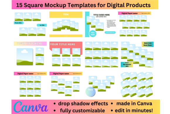 Square paper drag and drop Canva mockup templates