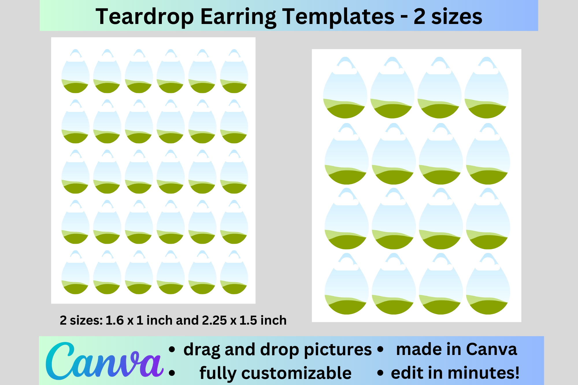 Teardrop Earring Template for Canva