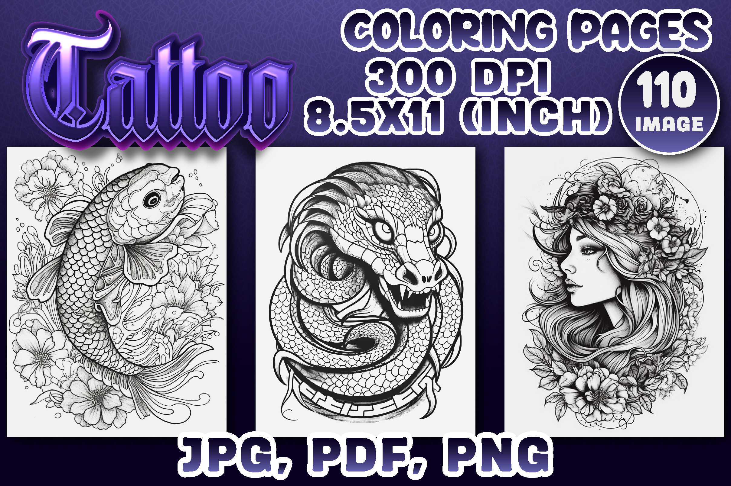 110 Tattoos Coloring Pages for Adults