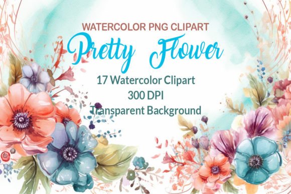 Pretty Watercolor Flower Clipart Graphic by Stock Art · Creative Fabrica