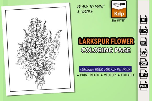 Delphinium Botanical Line Drawing Vector