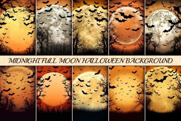 Midnight Full Moon Halloween Background