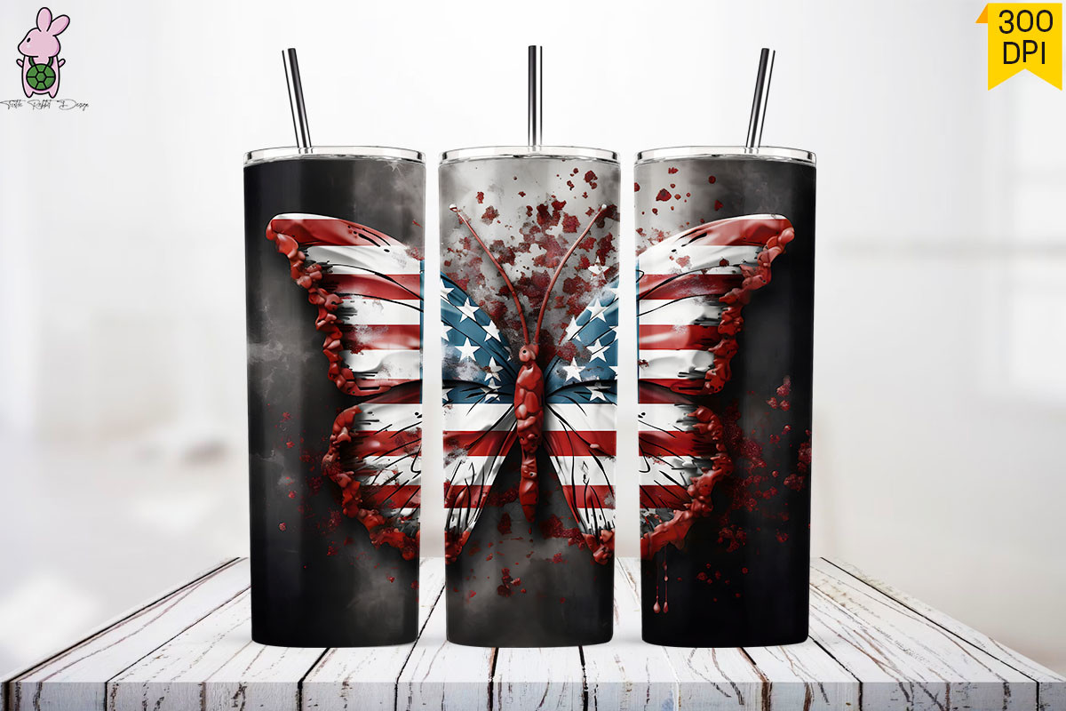 3D America Butterfly Tumbler Wrap 15 Graphic by Turtle Rabbit ...
