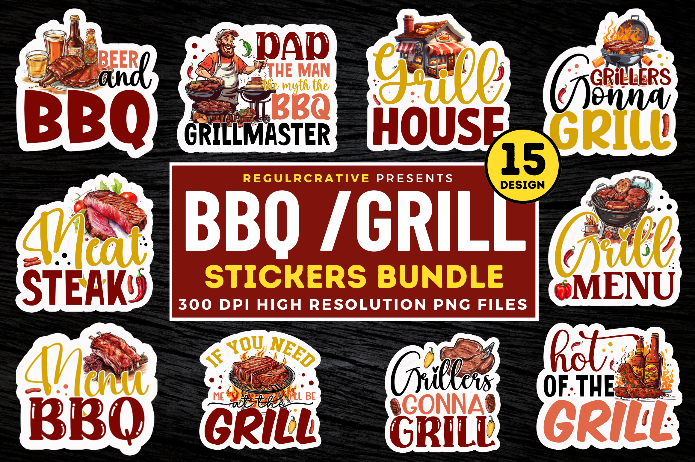 Barbeque Stickers Bundle Graphic by Regulrcrative · Creative Fabrica