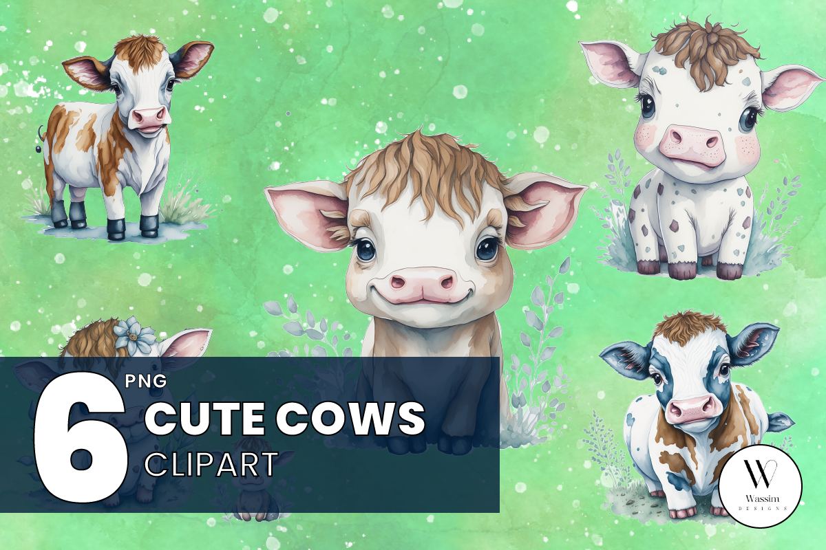Cute Cow Sublimation Clipart Graphic by Wassim Designs · Creative Fabrica