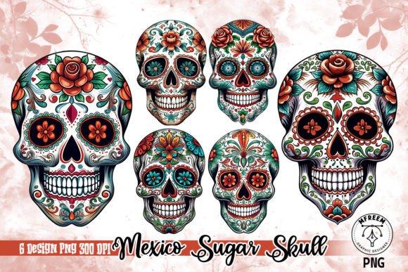 Mexico Sugar Skull Sublimation Clipart Graphic Illustrations By mfreem