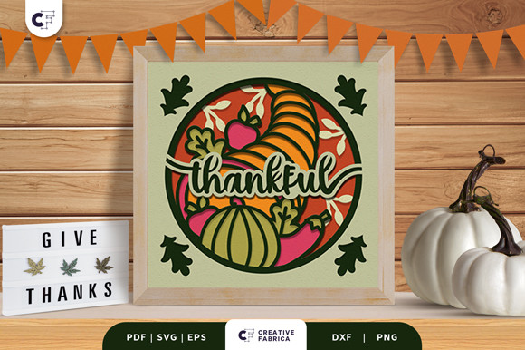 Thanksgiving Cornucopias 3D Light Box · Creative Fabrica