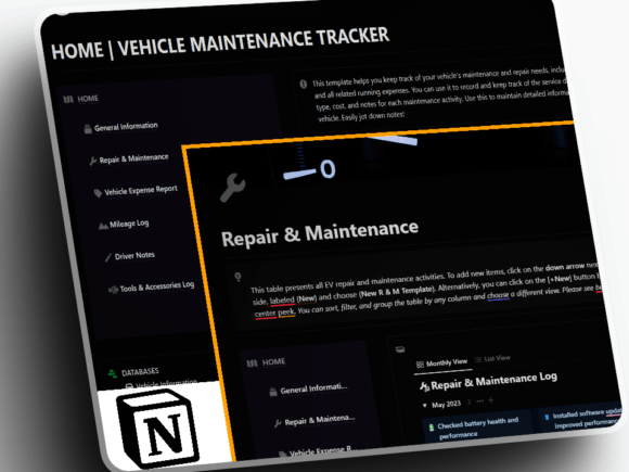 VEHICLE MAINTENANCE TRACKER - NOTION