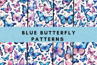 Blue Butterfly Patterns Graphic by Awesome Graphics · Creative Fabrica