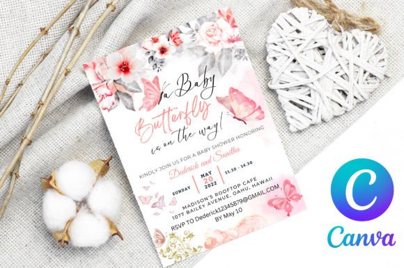 Butterfly Baby Shower Invitation Canva
