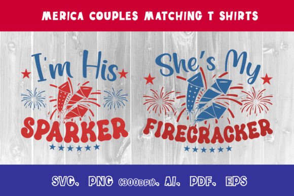 Preview of Couple 4th of July T-Shirt SVG T-shirt, sticker, and sublimation design